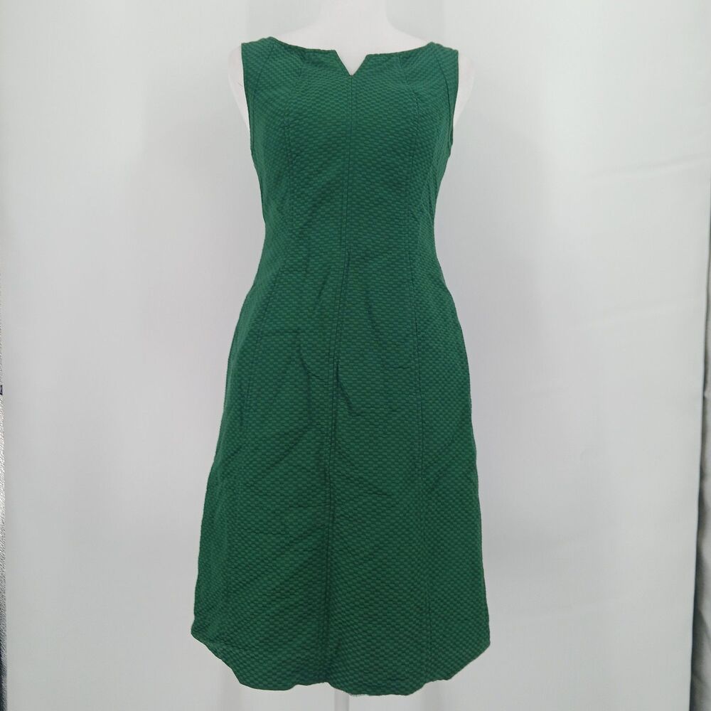 Talbots Women's petite Size 2P Green Sleeveless Shift Dress emerald teacher